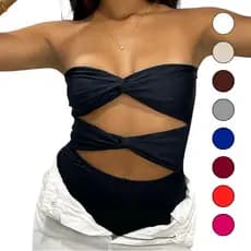 Bory Body Nó Transpassado Tendência Feminino Moda Gringa Forrado Duplo Sem Bojo Suplex Premium