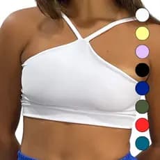 Top Cropped Frente Única Cruzado Feminino Fitness Academia Duplo Sem Bojo Suplex Premium