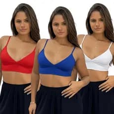 KIT 3: Top Feminino Alça Fina Decote V em Suplex Premium Estiloso Básico Versátil