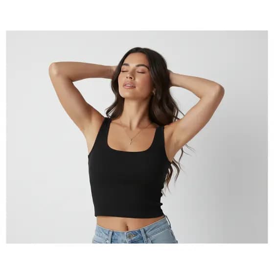 Croped cropped Forrado no Busto decote U Redondinho Vestido Promoção de Lançamento