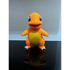 Miniatura Boneco Action Figure Charmander Estilo Crochê Amigurumi Impresso em 3D