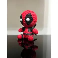 Miniatura Boneco Action Figure Deadpool Estilo Crochê Amigurumi Impresso em 3D