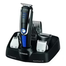 Barbeador Aparador de Pelos Mondial 10 em 1 BG-03 Sem Fio Bivolt Lâminas Inox Com Base Carregadora