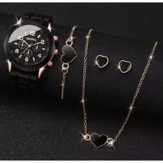 conjunto relógio, brincos, corrente com pingente e pulseira Virgínia