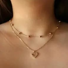 💖 Colar Duplo Coração Brilhante – O acessório que vai roubar seu coração (e todos os olhares)! 💖