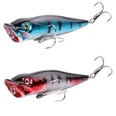Kit 02 Isca Artificial Superfície Popper De Pesca 9,5cm 12g  para Traira Tucunaré Robalo Pesca esportiva