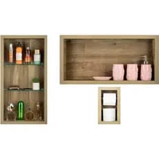 Nicho Para Banheiro em Porcelanato Porta Papel Higiênico - kit 3 peças - Madeirado