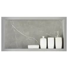 Nicho Em Porcelanato P/ Banheiro Porta Shampoo 60x30x8 Cm (Cinza Marmorizado)