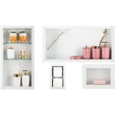 Nicho Em Porcelanato Polido Para Banheiro - kit com 4 peças  Calacata