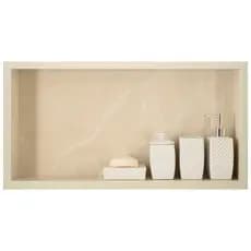 Nicho Em Porcelanato P/ Banheiro Porta Shampoo 60x30x8 Cm (Bege Marmorizado)