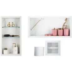 Prateleira Porta Shampoo Nicho Em Porcelanato Para Banheiro Selecione a Cor - kit com 3 peças