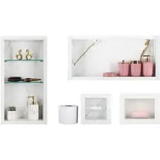 Nicho Prateleira Porta Shampoo Porcelanato Para Banheiro de Embutir  - kit com 4 peças (selecione a cor)