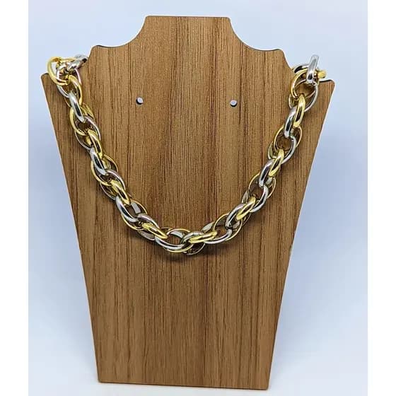Colar Corrente Elos Grosso Elo Oval Mix dourado com Prata Folheado Ouro e Prateado Luxo Lançamento Tendência 2024