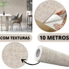 Papel de Parede Autocolante Linho Bege Texturizado 5/10 Metros Adesivo Premium Efeito Linho Realista