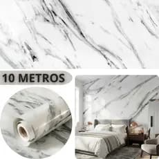 Papel Parede Mármore Branco 10 metros Adesivo Autocolante Lávavel Linha Premium Sala Cozinha Quarto