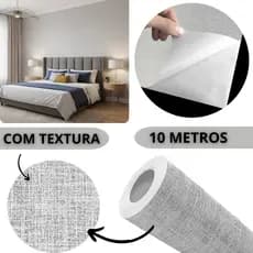 Papel de Parede Linho Cinza Texturizado 10 Metros Adesivo Autocolante Premium