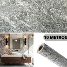 Papel Adesivo Mármore Cinza  10 metros Lavável Autocolante Paredes Móveis Bancadas
