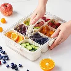 Pote Organizador de Geladeira Hermético Multiuso Com 8 Divisórias Para Alimentos e Verduras