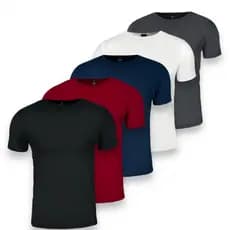 Kit 5 Camisetas Masculinas Básicas Lisas Material Confortável
