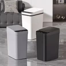 Lixeira com Sensor Automático Inteligente Abre Fácil em Toque Cesto Lixo Casa Quarto Banheiro Cozinha Escritório