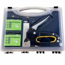 Grampeador Tapeceiro Alta Pressão Pra Madeira Estofado Manual Maleta Profissional Kit 3 em 1