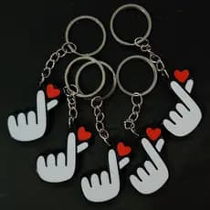 KIT Chaveiro Dorama Coreano Finger Heart - Argola 25MM - Coração Dedos, Dorama - Lembrancinha