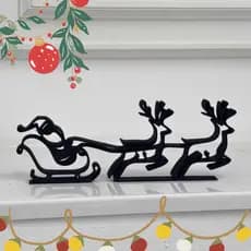 Decoração Natalina Minimalista – Trenó com Renas • Enfeite de Mesa • Enfeite de Natal • Várias Cores