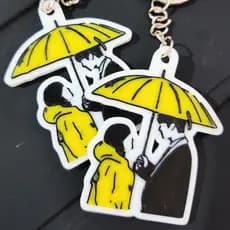 KIT Chaveiro Dorama Coreano Guarda-chuva Amarelo - Pretendente Surpresa - Lembrancinha