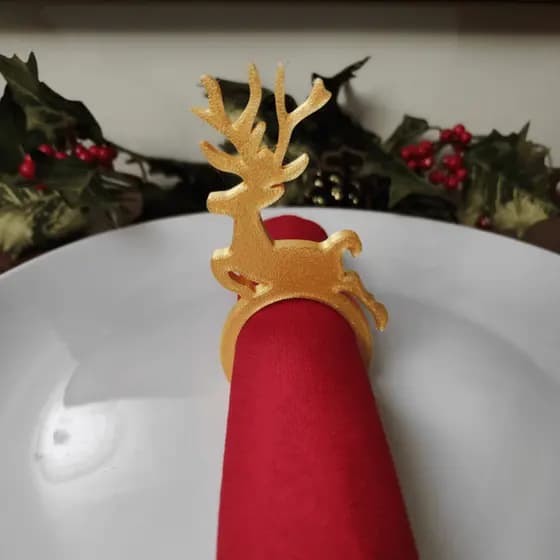 Argola Guardanapo Rena Natal, Anel Guardanapo, Porta Guardanapo Natal - Decoração Mesa Posta