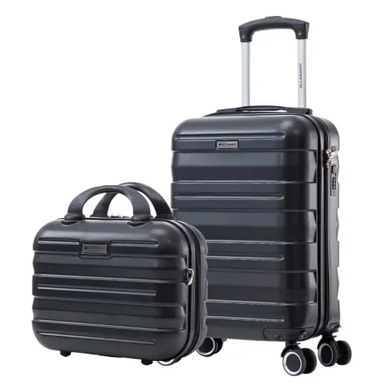 Kit Mala de Bordo com Frasqueira de Mão 8KG Rodinhas 360 ABS Viagem Família