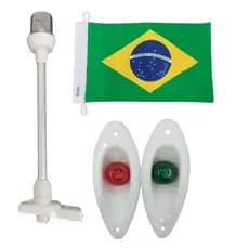 Kit Mastro Alcançado Alumínio Luz olho de Tubarão Branco Bandeira Uso Obrigatório em Barcos Lancha