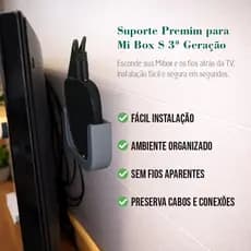 Suporte Premium para Mi Box Xiaomi TV Box S 3ª Geração | Parede ou Painel de TV | Instalação Fácil, Ambiente Organizado