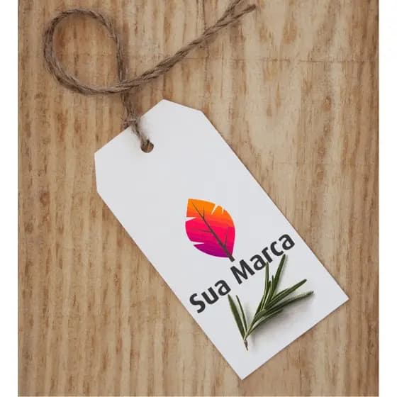 Tag personalizada com sua logo e acabamento fino