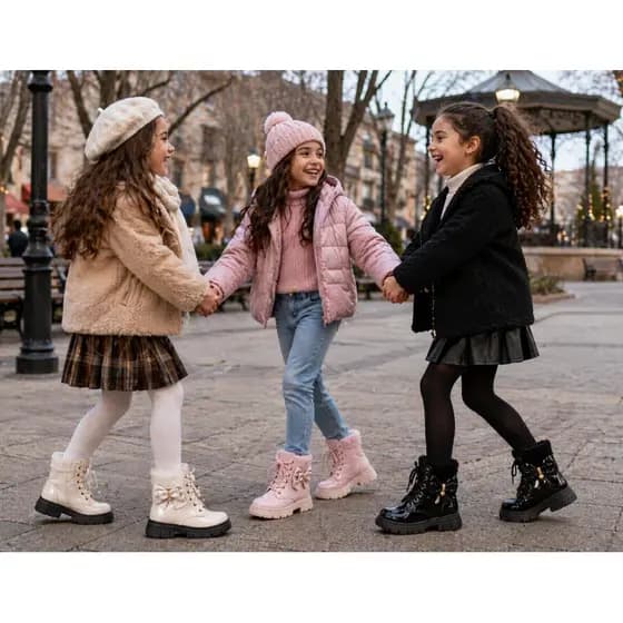 Bota e coturno infantil menina blogueirinha festa moda verniz pelucia LAÇO