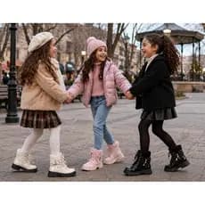 Bota e coturno infantil menina blogueirinha festa moda verniz pelucia LAÇO