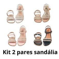 Kit 2 pares de sandália infantil menina moça festa moda