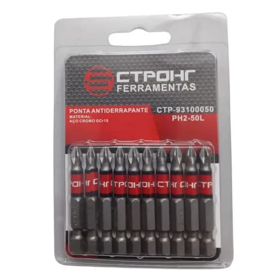 Ponta Bits PH2 50 Kit 10 Peças Ponteira Magnética Antiderrapante Parafusadera Philips Imã