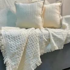MANTA XALE PARA SOFÁ CHIQUE DECORATIVA CRUA 100% ALGODÃO