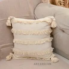 Capa de Almofada Aconchego Franja Crua Boho