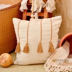 Capa de Almofada Boho Chic 4 Pompom