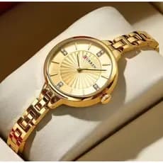 Curren 9097 elegante relógios de quartzo para mulheres moda pulseira aço inoxidável