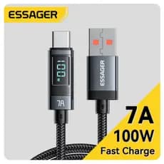 Essager Cabo USB Tipo C 100w, Carregador, Cabo de Dados, Carregamento Rápido, Cabo de Fio