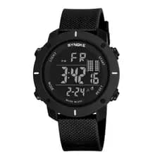 SYNOKE 9658 Relógio digital LED multifuncional resistente a choques para homens, tela grande, relógio luminoso impermeável