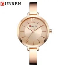 CURREN 9012 Relógio quartzo ultra fino em aço inoxidável para mulheres, relógio romântico, moda para mulher