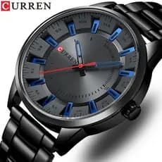 Curren 8406 Relógios de quartzo para homens, aço inoxidável, relógio esportivo impermeável, relógio casual, marca de luxo superior