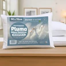 Travesseiro Pluma de Ganso Sintético Micropercal Antialergico Antiácaro 400 Fios Confortável Premium