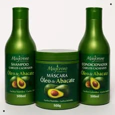 Kit Oleo de Abacate Maycrene Shampoo + Condicionador + Mascara Capilar 500g Cabelos Cacheados