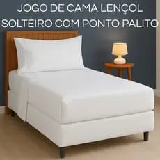 Lençol + Fronha Ponto Palito Qualidade  Premium Branco Macia e Confortável Jogo Com 2 Peças 400 Fios