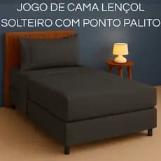 Jogo de Cama Solteiro 2 Peças Lençol + Fronha Ponto Palito Macia Confortável 400 Fios Cor Cinza Premium
