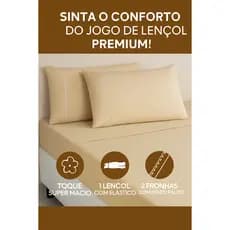 Jogo de Cama Casal com Lençol e Fronhas Premium Macio e Confortável Ponto Palito